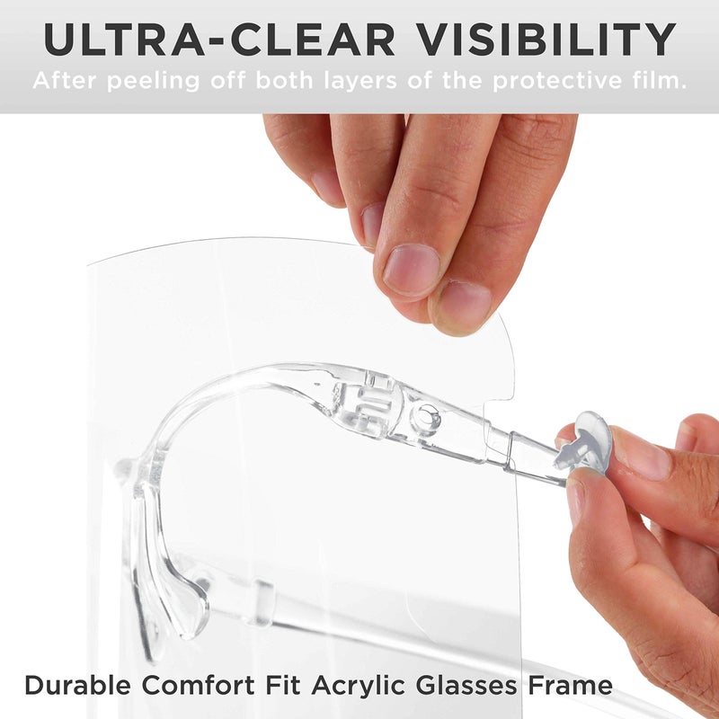 TCP Global Salon World Safety Face Shields with All Clear Glasses Frames (Pack of 4) - Ultra Clear Protective Full Face Shields to Protect Eyes  Nose  Mouth - Anti-Fog PET Plastic  Goggles - Image 5